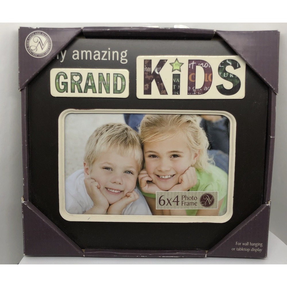 My Amazing Grandkids Picture Frame New NIB Holds 4x6 Picture Heavy Ceramic Frame